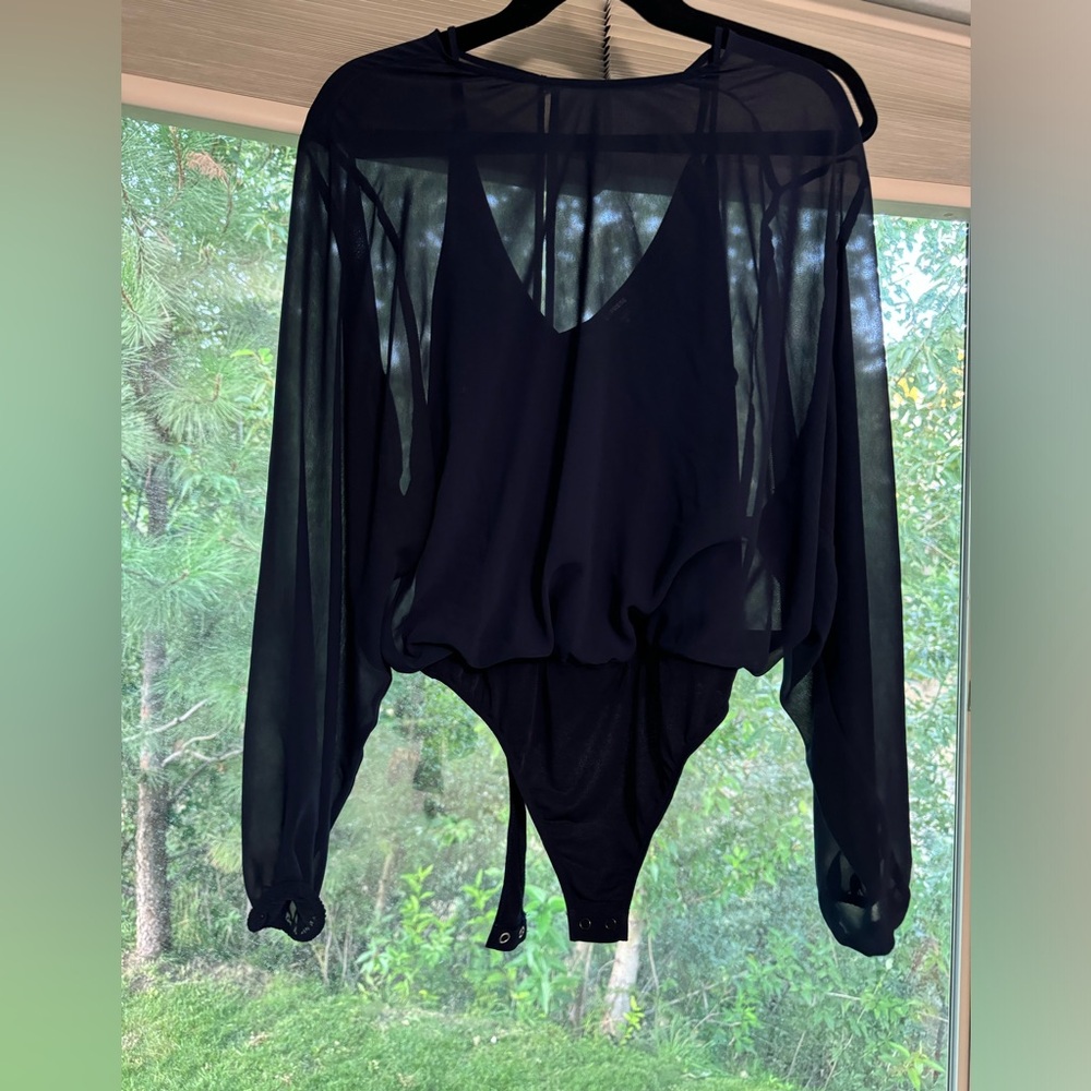 EXPRESS sheer long sleeve with attached body suit